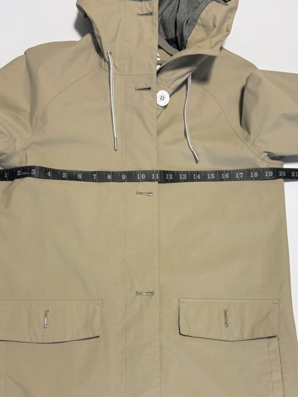 Helly Hansen Elements Women’s Medium Hooded Waterproof Rain Jacket Beige Helly T - Picture 11 of 13